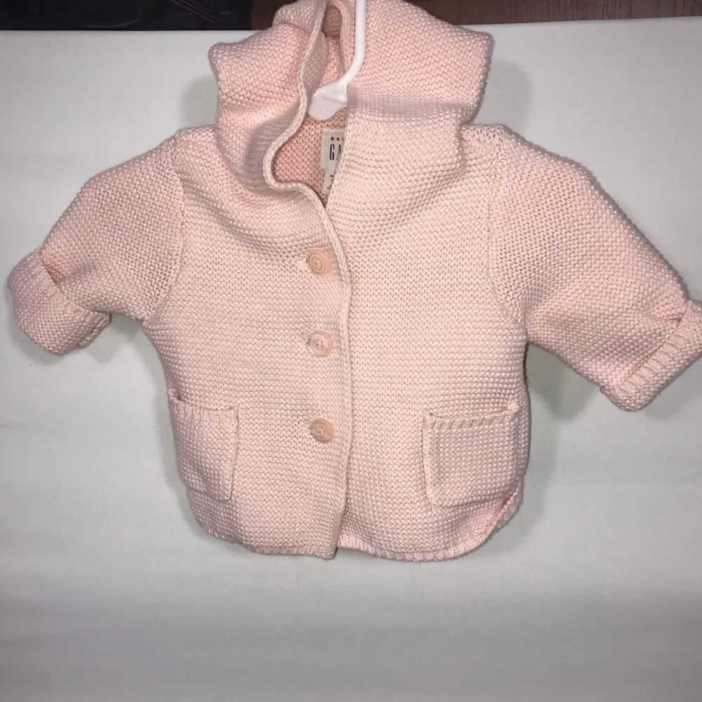 ]Gap Baby Pink Knit Hooded Jacket with Bear Ears